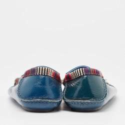 Gucci Blue Patent Slip On Loafers Size 41.5