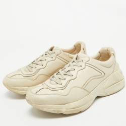 Gucci Cream Leather Rhyton Sneakers Size 43 