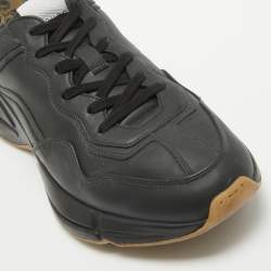 Pre Owned Gucci Black Leather Rhyton Sneakers Size 43