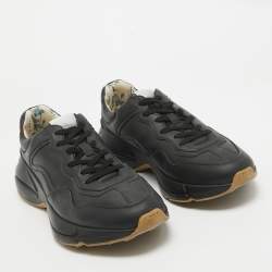 Pre Owned Gucci Black Leather Rhyton Sneakers Size 43