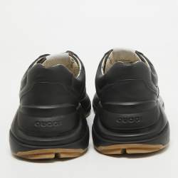 Pre Owned Gucci Black Leather Rhyton Sneakers Size 43