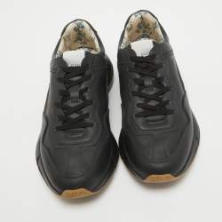 Pre Owned Gucci Black Leather Rhyton Sneakers Size 43
