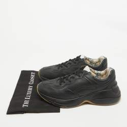 Pre Owned Gucci Black Leather Rhyton Sneakers Size 43