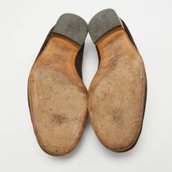 Pre Owned Gucci Suede Brown Suede Horsebit Slip On Loafers Size 41