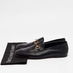 Gucci Jordaan Black Leather Horsebit Loafers Size 42.5