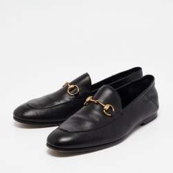 Gucci Jordaan Black Leather Horsebit Loafers Size 42.5