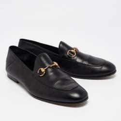 Gucci Jordaan Black Leather Horsebit Loafers Size 42.5