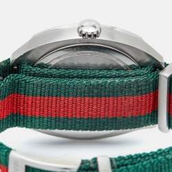 Pre Owned Gucci Black Stainless Steel Nylon GG2570 Series YA142305 Men's Wristwatch 41 mm