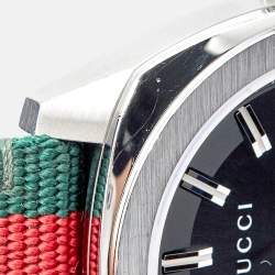 Pre Owned Gucci Black Stainless Steel Nylon GG2570 Series YA142305 Men's Wristwatch 41 mm