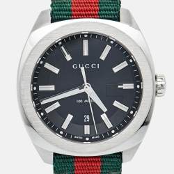 Pre Owned Gucci Black Stainless Steel Nylon GG2570 Series YA142305 Men's Wristwatch 41 mm