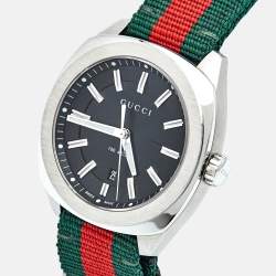 Pre Owned Gucci Black Stainless Steel Nylon GG2570 Series YA142305 Men's Wristwatch 41 mm