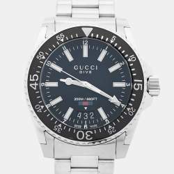 Gucci Black Stainless Steel Dive YA136301 Men's Wristwatch 40 mm