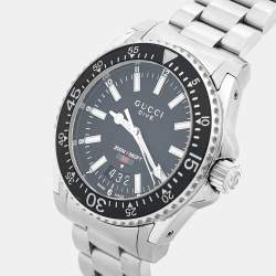 Gucci Black Stainless Steel Dive YA136301 Men's Wristwatch 40 mm