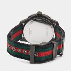 Gucci Black PVD Coated Stainless Steel Nylon G-Timeless YA126229 Men's Wristwatch 44 mm