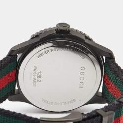 Gucci Black PVD Coated Stainless Steel Nylon G-Timeless YA126229 Men's Wristwatch 44 mm