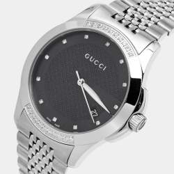 Gucci Black Stainless Steel G-Timeless YA126408 Unisex Wristwatch 38 mm