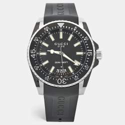 Gucci Black PVD Coated Stainless Steel Rubber Dive 136.2 Men's Wristwatch 45 mm