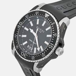 Gucci Black PVD Coated Stainless Steel Rubber Dive 136.2 Men's Wristwatch 45 mm