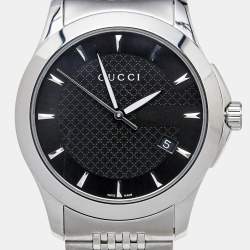 Gucci Black Stainless Steel G-Timeless 126.4 Unisex Wristwatch 38 mm