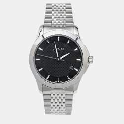 Gucci Black Stainless Steel G-Timeless 126.4 Unisex Wristwatch 38 mm