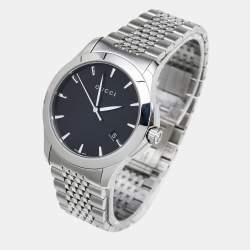 Gucci Black Stainless Steel G-Timeless 126.4 Unisex Wristwatch 38 mm