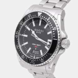 Gucci Black Stainless Steel Dive YA136301 Men's Wristwatch 40 mm