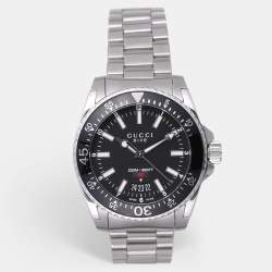 Gucci Black Stainless Steel Dive YA136301 Men's Wristwatch 40 mm