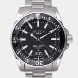 Gucci Black Stainless Steel Dive YA136301 Men's Wristwatch 40 mm