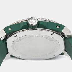 Pre Owned Gucci Black Stainless Green Rubber DIve YA136310 Men's  Wristwatch 40 mm