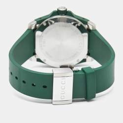 Pre Owned Gucci Black Stainless Green Rubber DIve YA136310 Men's  Wristwatch 40 mm