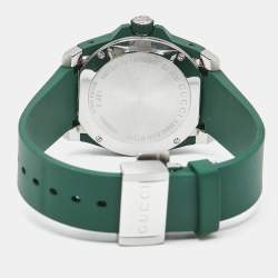 Pre Owned Gucci Black Stainless Green Rubber DIve YA136310 Men's  Wristwatch 40 mm