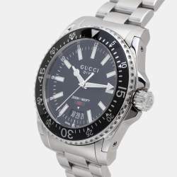 Pre Owned Gucci Black Stainless Steel Dive YA136301 Men's Wristwatch 40 mm