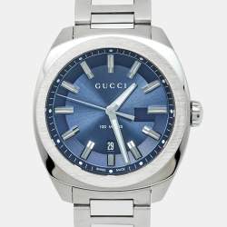 Pre Owned Gucci Blue Stainless Steel GG2570 Series YA142303 Men's Wristwatch 40 mm