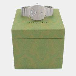Pre Owned Gucci Grip 157.3 Quartz White Stainless Steel Men's Wristwatch 38 mm