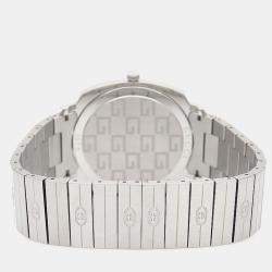 Pre Owned Gucci Grip 157.3 Quartz White Stainless Steel Men's Wristwatch 38 mm