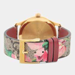 Pre Owned ساعة يد رجالية غوتشي جي-تايمليس 126.4 ستانلس ستيل بنية 38 ملم