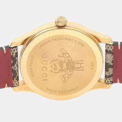 Pre Owned ساعة يد رجالية غوتشي جي-تايمليس 126.4 ستانلس ستيل بنية 38 ملم