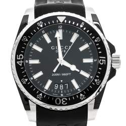 Gucci Black PVD Coated Stainless Steel Rubber Dive 136.2 Men's Wristwatch 45 mm