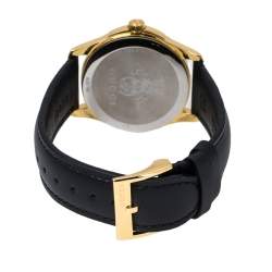 Pre Owned Gucci Turquoise Blue Gold Tone Stainless Steel Leather G-Timeless 126.4 Men's Wristwatch 38 mm