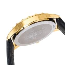 Pre Owned Gucci Turquoise Blue Gold Tone Stainless Steel Leather G-Timeless 126.4 Men's Wristwatch 38 mm