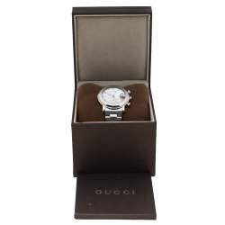 Pre Owned Gucci Mother of Pearl Stainless Steel Diamond G-Chrono 101M Women's Wristwatch 44 mm