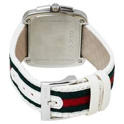Gucci White Stainless Steel Leather G Coupe Large YA131303 Men's Wristwatch 40 mm