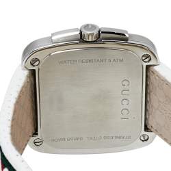 Gucci White Stainless Steel Leather G Coupe Large YA131303 Men's Wristwatch 40 mm
