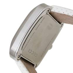 Gucci White Stainless Steel Leather G Coupe Large YA131303 Men's Wristwatch 40 mm
