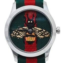 Gucci Multicolor Stainless Steel Web G-Timeless YA1264060 Men's Wristwatch 38 mm