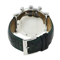 Pre Owned Gucci Grey Stainless Steel & Leather 101M G-Chrono Men's Wristwatch 44 mm
