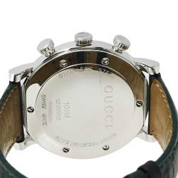 Pre Owned Gucci Grey Stainless Steel & Leather 101M G-Chrono Men's Wristwatch 44 mm