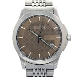 مملوكة مسبقًا ساعة يد رجالية غوتشي جي- تيمليس YA126406 ستانلس ستيل بنية 38 مم