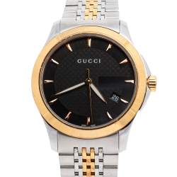 Gucci Black Two Tone Stainless Steel G-Timeless 126.4 Men's Wristwatch 38 mm