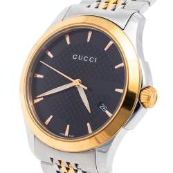 Gucci Black Two Tone Stainless Steel G-Timeless 126.4 Men's Wristwatch 38 mm